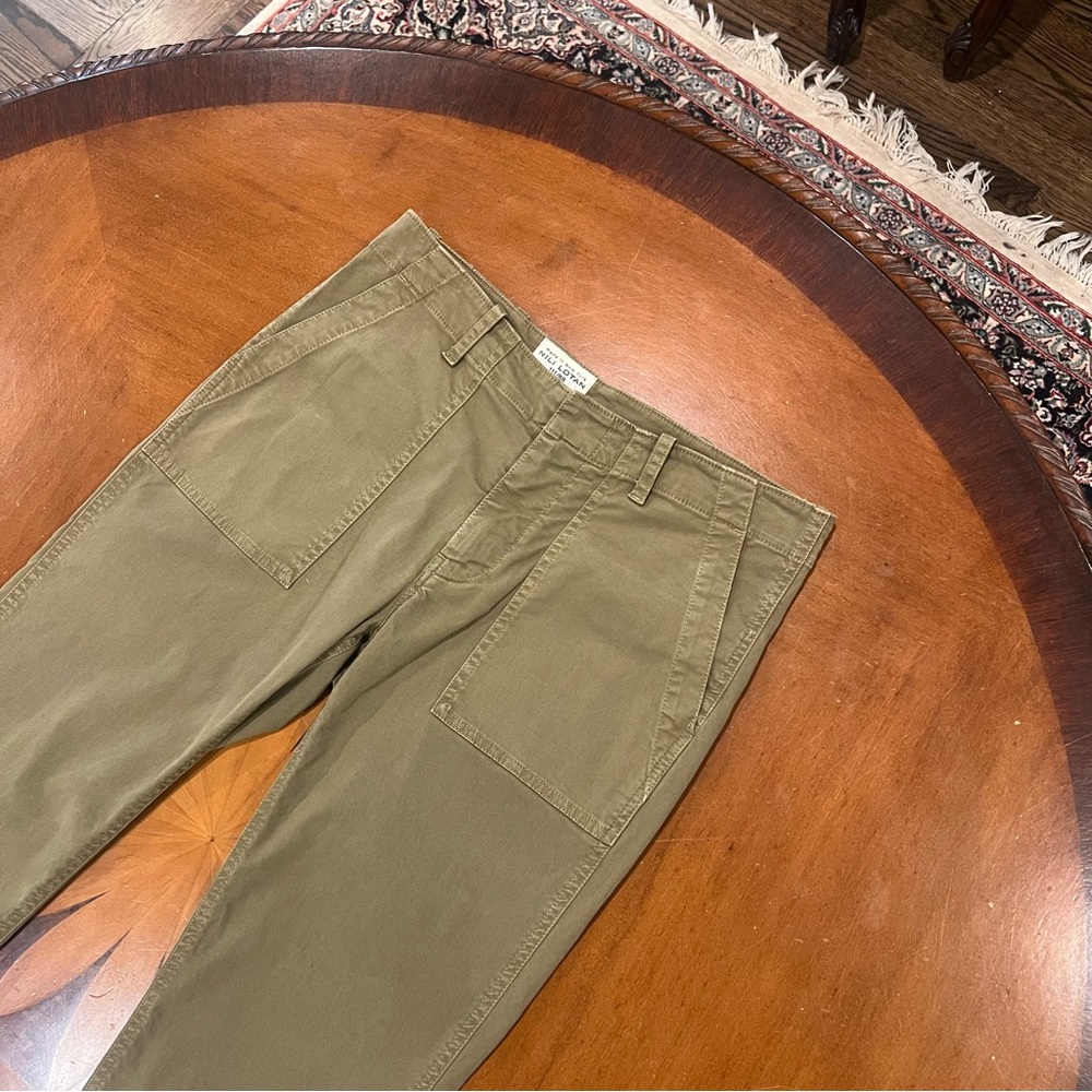 Nili Lotan Jenna Pant Low-Rise Twill Military Raw Hem Green Size 4 Patch Pockets - Picture 4 of 16